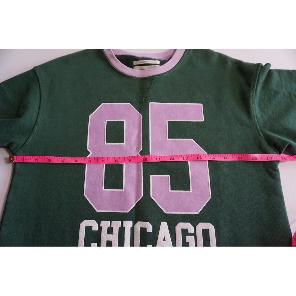 Anthropologie 85 Chicago Cropped Sweatshirt Green Lilac Graphic S - Picture 5 of 14